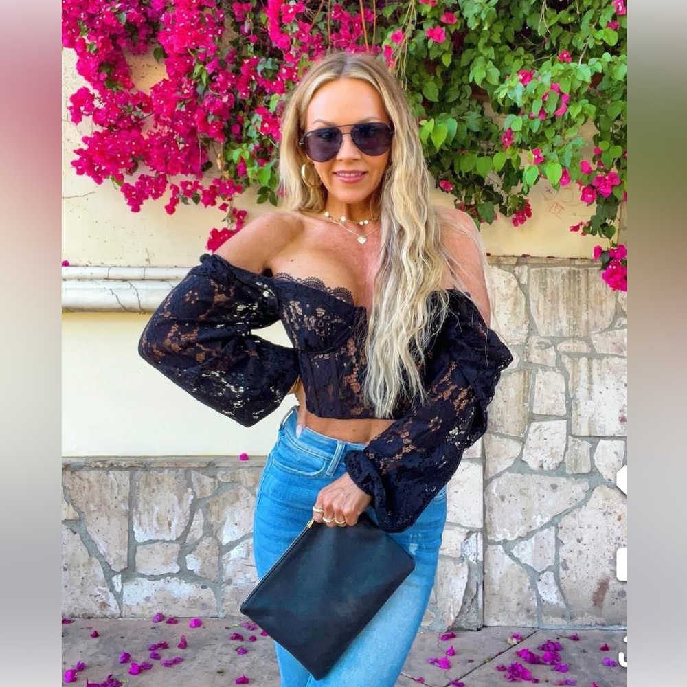 Elegant Black Lace Off-Shoulder Top